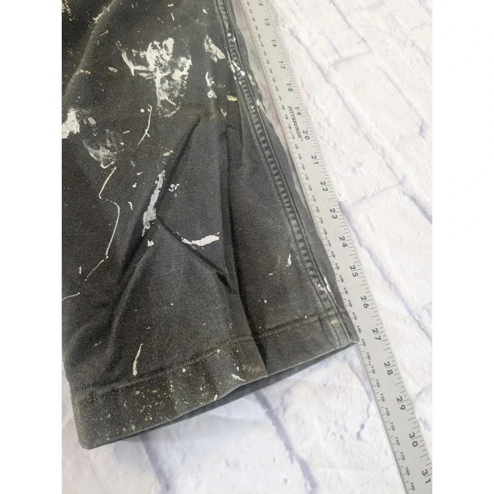Mens THRASHED  Carhartt‎ Grey Work Pant Relaxed Fit Stains Distressed 32x27